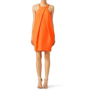 TRINA TURK Origami Fold Dress Bright Neon Orange (Womans: 4 to 6)